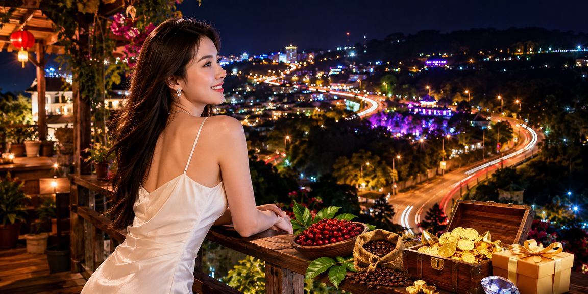 Người dùng đăng ký tài khoản cá cược tại quán cà phê Đà Lạt buổi sáng